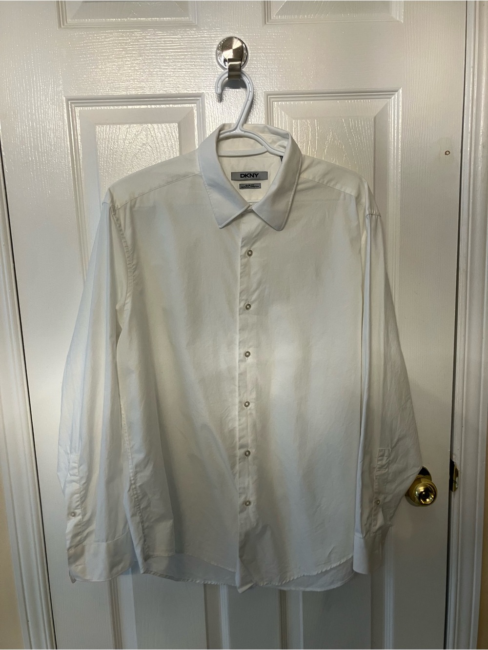 DKNY Men's White Long-Sleeve Dress Shirt
